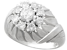 1.13ct Diamond and 18ct White Gold Dress Ring - Vintage Circa 1950