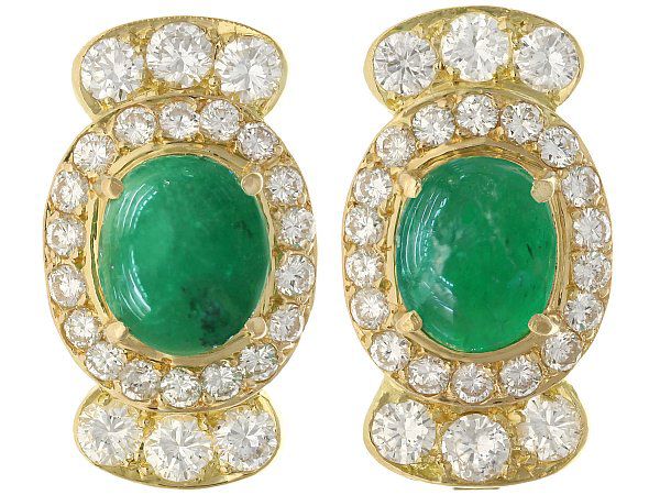vintage emerald earrings yellow gold