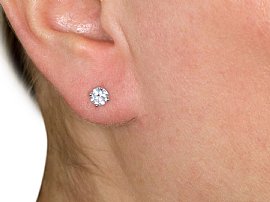 vintage diamond stud earrings wearing 