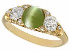 1.35ct Chrysoberyl and 0.82ct Diamond, 18ct Yellow Gold Dress Ring - Antique Victorian