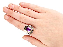 Antique Amethyst and Diamond Ring Wearing