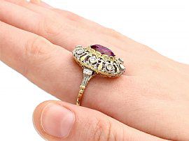 Antique Amethyst and Diamond Ring Wearing Hand