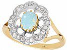 0.28 ct Opal and 0.39 ct Diamond, 9 ct Yellow Gold Dress Ring - Antique Circa 1900