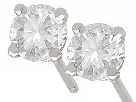 0.87ct Diamond and Platinum Stud Earrings - Vintage and Contemporary