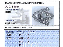 grading card for diamond cocktail ring
