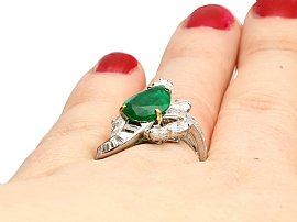 vintage pear cut emerald ring