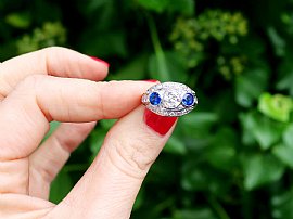 1930s sapphire and diamond cocktail ring outside 