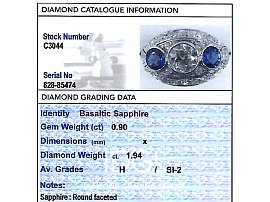 Grading Card 1930s sapphire and diamond cocktail ring