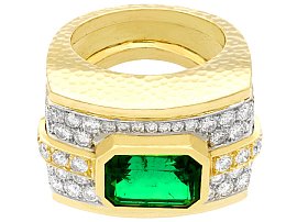 vintage cocktail ring emerald and diamond