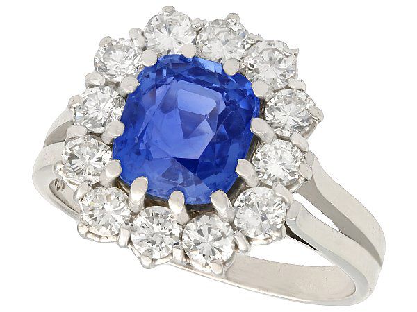 Cushion Cut Sapphire Ring with Diamonds