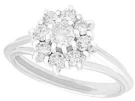 0.76ct Diamond and 18ct White Gold Cluster Ring - Vintage Circa 1960