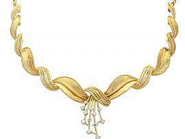 0.54ct Diamond and 18ct Yellow Gold Necklace - Vintage Belgian Circa 1950
