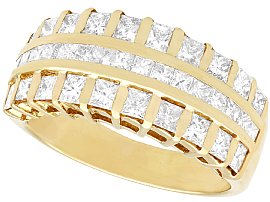 1.54ct Diamond and 18ct Yellow Gold Dress Ring - Vintage Circa 1990