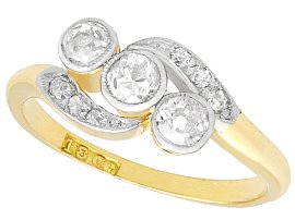 0.57ct Diamond and 18ct Yellow Gold Twist Ring - Antique Circa 1930