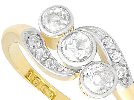 Three Stone Diamond Twist Ring for Sale