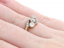 Three Stone Diamond Twist Ring Wearing Hand