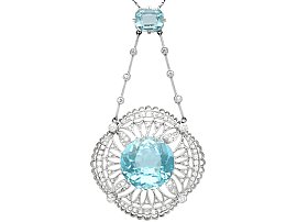 10.97ct Aquamarine and 1.57ct Topaz, 1.42ct Diamond and Platinum Necklace - Antique Circa 1920