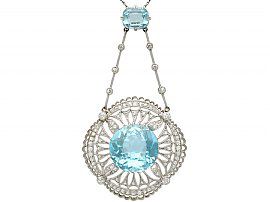 10.97ct Aquamarine and 1.57ct Topaz, 1.42ct Diamond and Platinum Necklace - Antique Circa 1920
