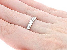Princess and Baguette Cut Eternity Ring Wearing Hand