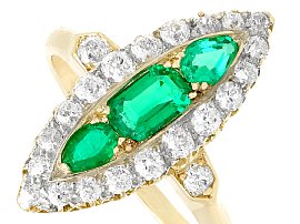 Emerald and Diamond Marquise Cocktail Ring
