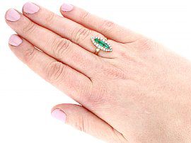 Emerald and Diamond Marquise Ring Wearing