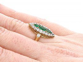 Emerald and Diamond Marquise Ring Wearing Hand