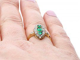 Emerald and Diamond Marquise Ring Wearing Finger