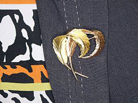 Gold Leaf Brooch Wearing