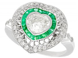 0.68ct Emerald and 2.62ct Diamond, Platinum Dress Ring - Antique and Contemporary