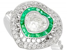 Contemporary Heart Shaped Emerald and Diamond Ring