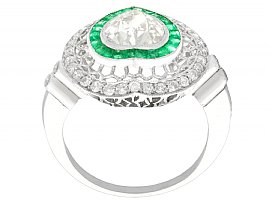 Heart Shaped Antique Emerald and Diamond Ring
