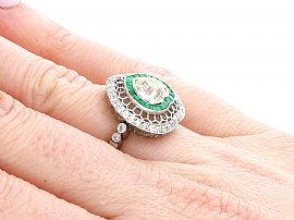 Antique Emerald and Diamond Ring Wearing 