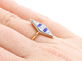 14ct Gold Sapphire and Diamond Ring Wearing Hand