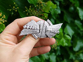 Art Deco Diamond Double Clip Brooch for Sale