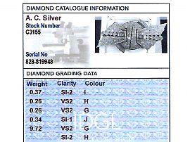 Art Deco Diamond Double Clip Brooch grading card