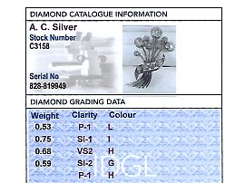 Diamond Spray Brooch grading card
