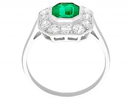 White Gold Emerald and Diamond Ring Antique