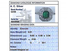 White Gold Emerald and Diamond Ring Card