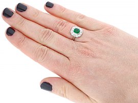 White Gold Emerald and Diamond Ring Wearing