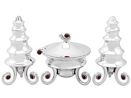 Sterling Silver and Gemset Condiment Set - Contemporary 1995; C3180