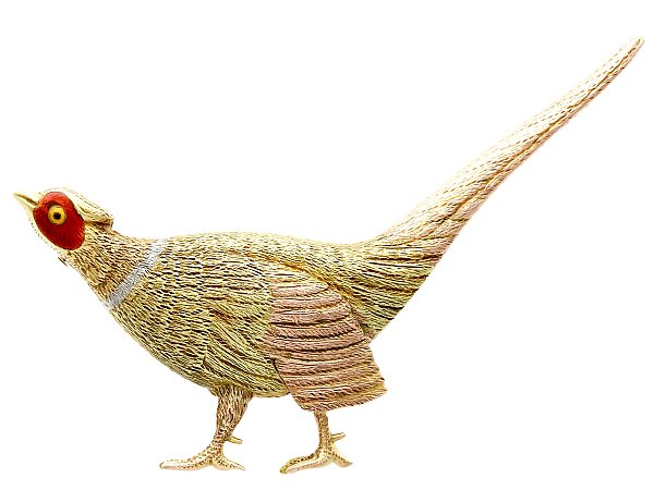 Victorian Pheasant Brooch in Gold