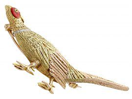 Victorian Pheasant Brooch in Gold Antique