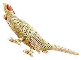 Victorian Pheasant Brooch in Gold Antique