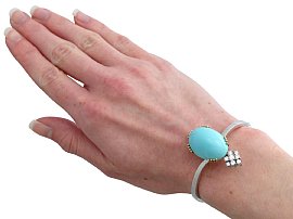 Wearing Image for Vintage Turquoise Bangle with Diamonds