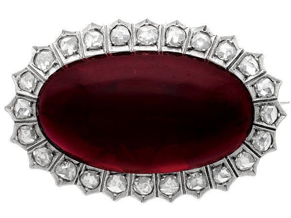 Antique Garnet Brooch with Diamonds