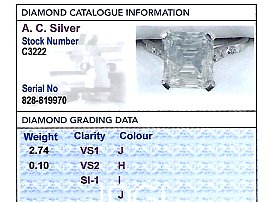 Platinum & Diamond Solitaire Ring Diamond Grading Report Card