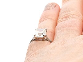 Antique Diamond Ring Side on Wearing View