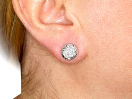 Old European Cut Diamond Stud Earrings Wearing