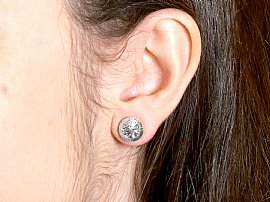 Old European Cut Diamond Stud Earrings Wearing