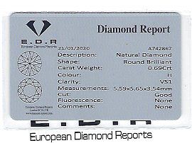 1.24 Carat Diamond Trilogy Ring Grading Card